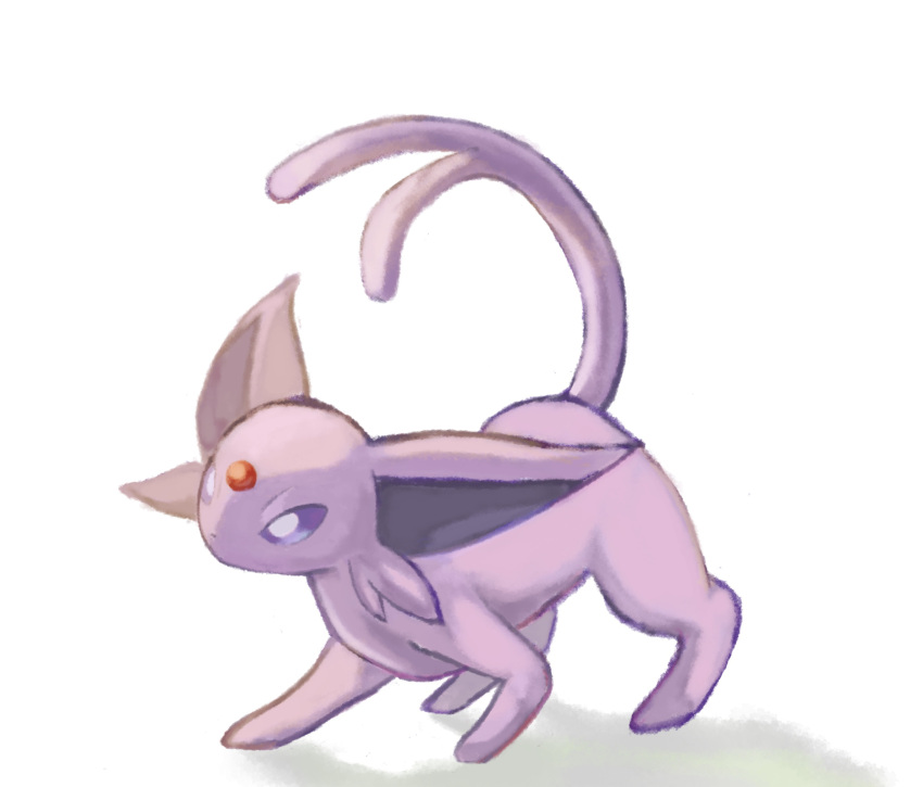 commentary, espeon, forehead_jewel, forked_tail, full_body, gen_2_pokemon, highres, no_humans