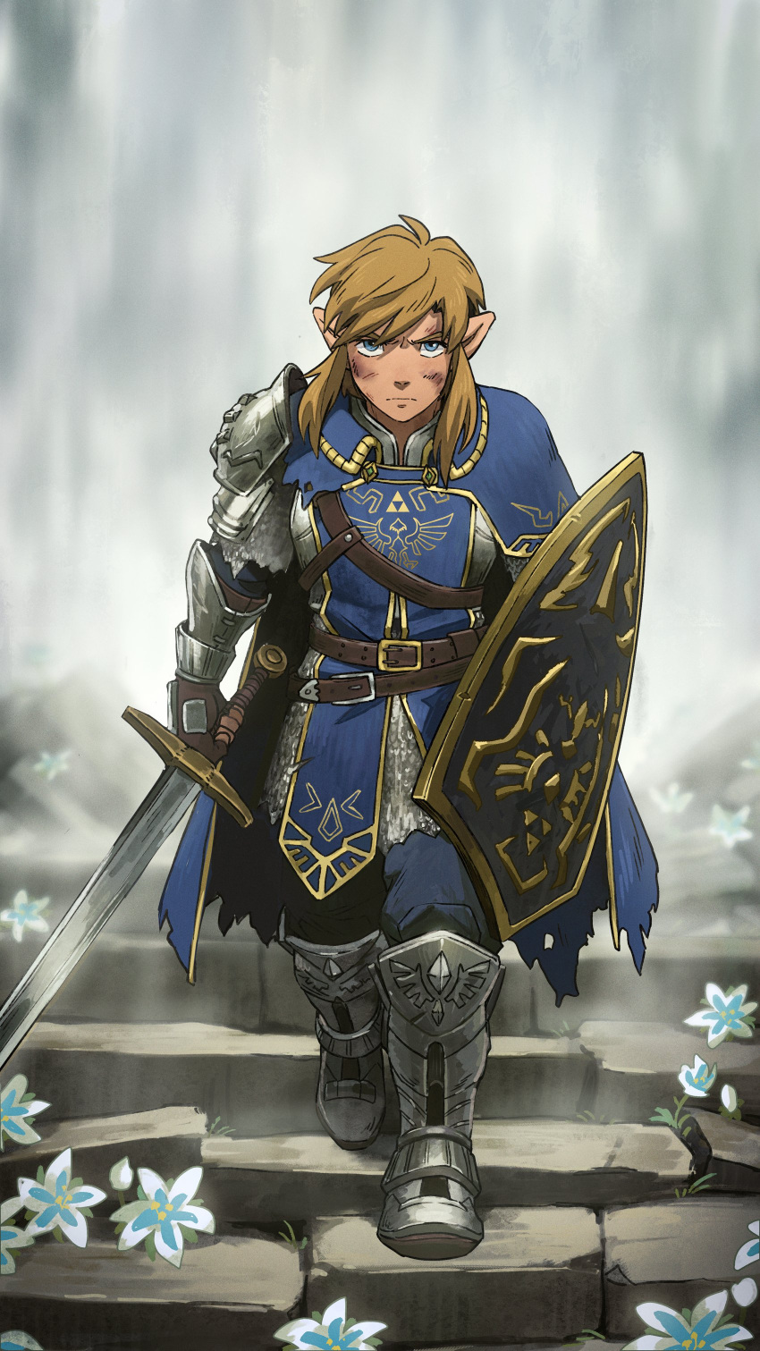 1boy, absurdres, armor, ashen_one_(dark_souls_3), ashen_one_(dark_souls_3)_(cosplay), belt, blonde_hair, blue_cape