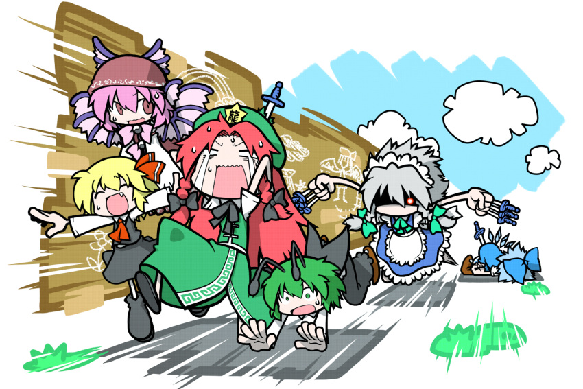 antenna, antennae, between_fingers, blonde_hair, chankodining, chankodining_waka, chasing, cirno