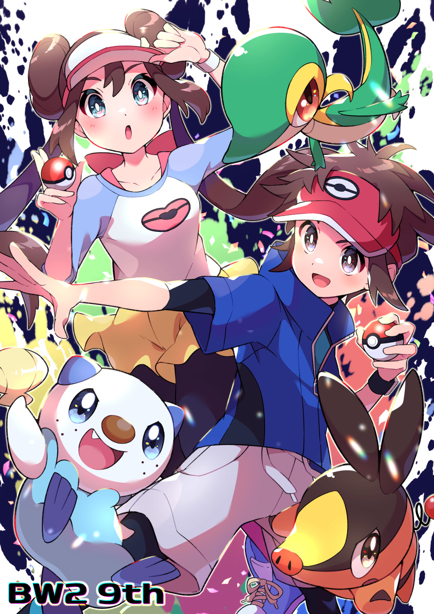 1boy, 1girl, :d, absurdres, black_legwear, blue_eyes, blue_jacket, blush