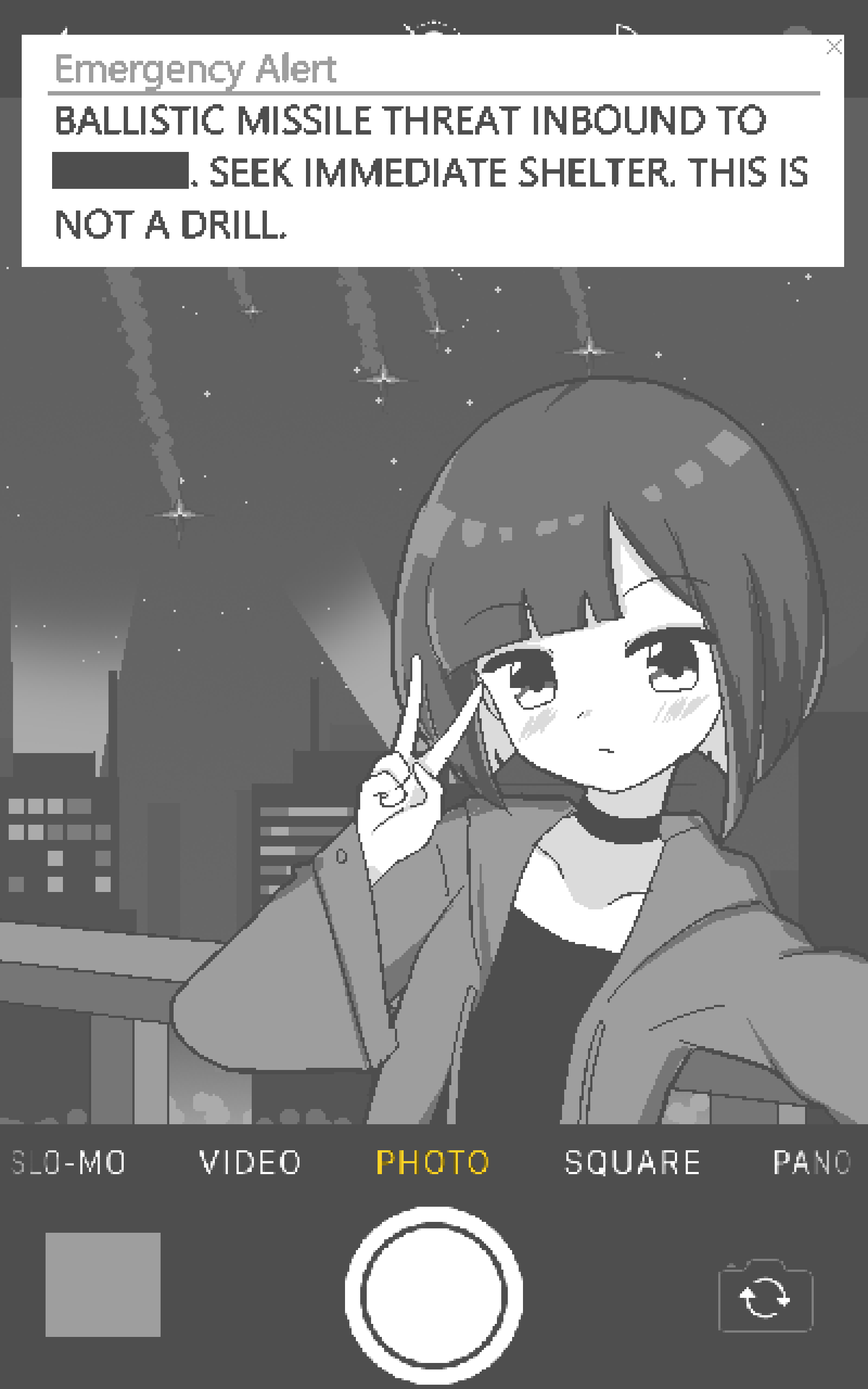 1girl, absurdres, bob_cut, censored_text, chibikki, choker, crop_top, fake_screenshot