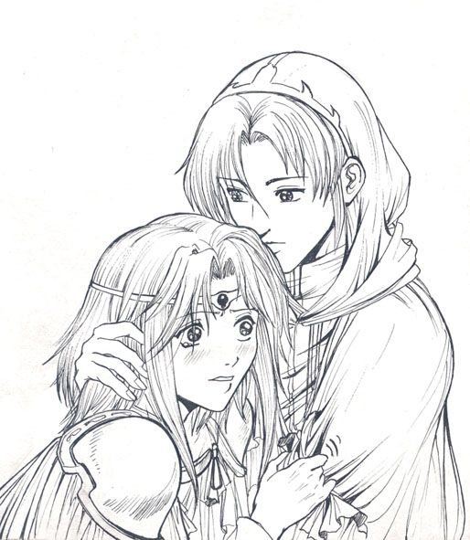 autumn_sacura, blush, fire_emblem, fire_emblem_sacred_stones, knoll_(fire_emblem), lyon_(fire_emblem), monochrome, tears, yaoi