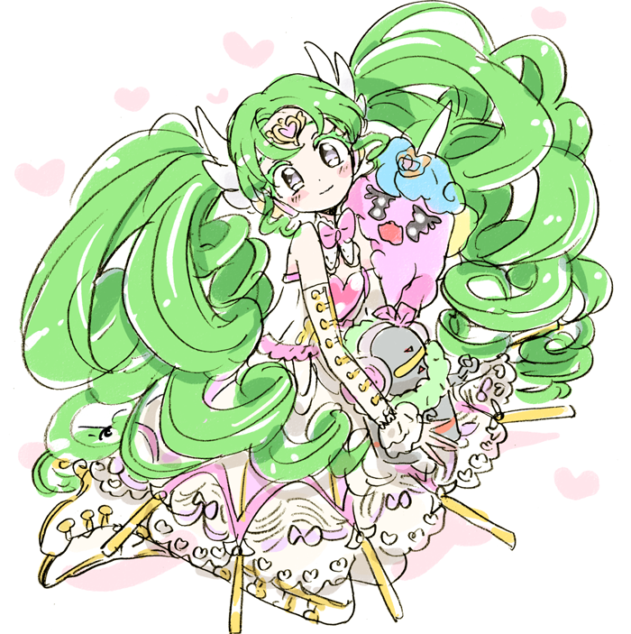 1girl, bangs, blush, boots, bow, detached_sleeves, dress, falulu