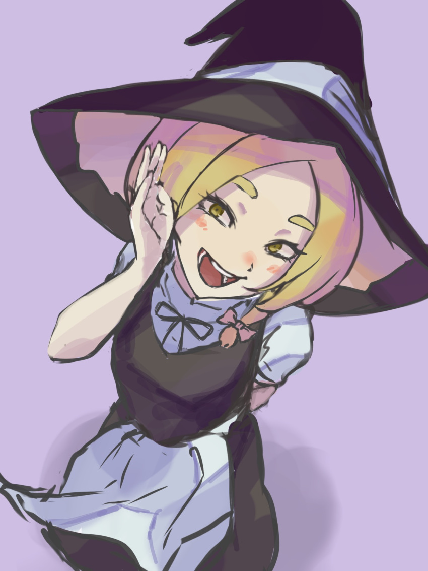 1girl, agucala_(cookie), apron, bangs, black_dress, black_headwear, black_ribbon, blonde_hair