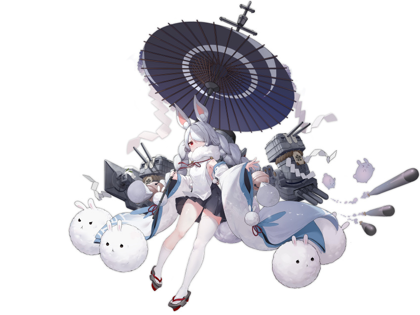 1girl, alisa_(kuro_no_sakura), animal_ear_fluff, animal_ears, azur_lane, bell, braid, detached_sleeves
