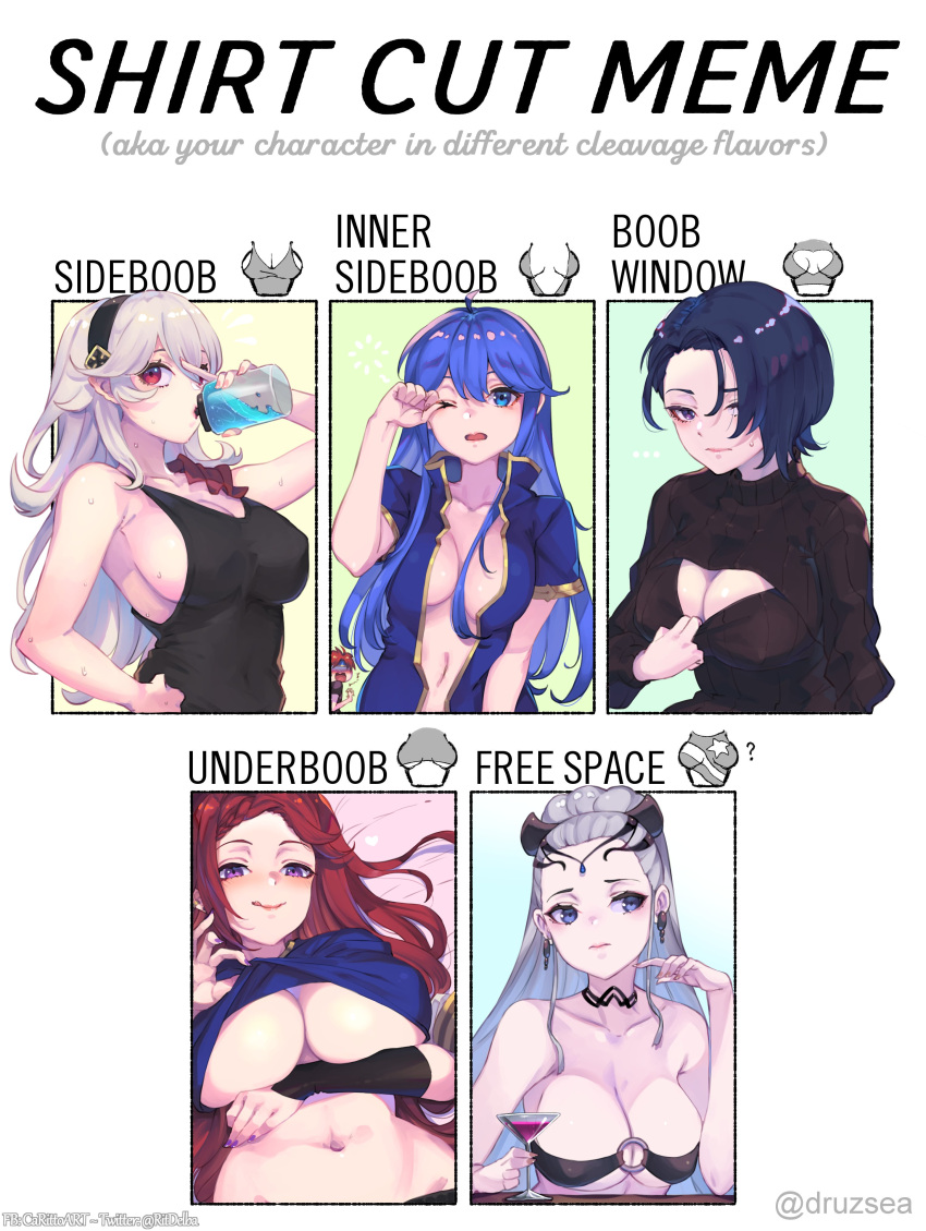 1boy, 5girls, absurdres, bikini, bikini_top, blue_hair, borrowed_garments, braid