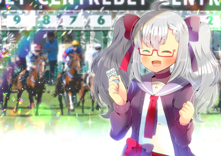 1girl, 6+boys, :d, ^_^, ahoge, animal, bangs, black_bow