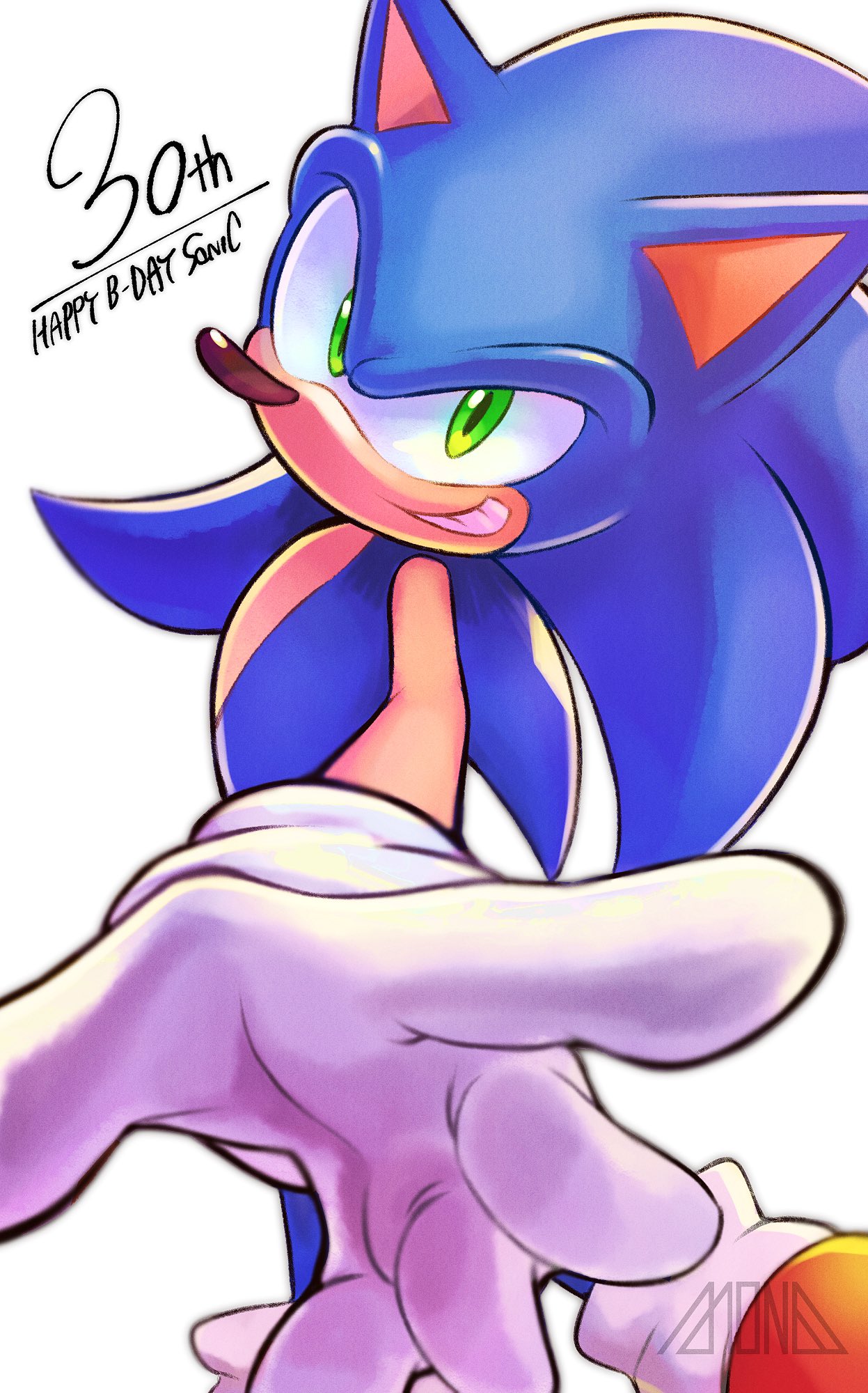 1boy, animal_nose, furry, gloves, green_eyes, grin, happy_birthday, highres