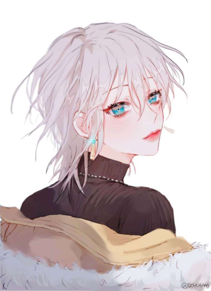 1girl, anastasia_(idolmaster), aqua_eyes, bad_id, bad_link, bad_twitter_id, boychaaa, brown_coat
