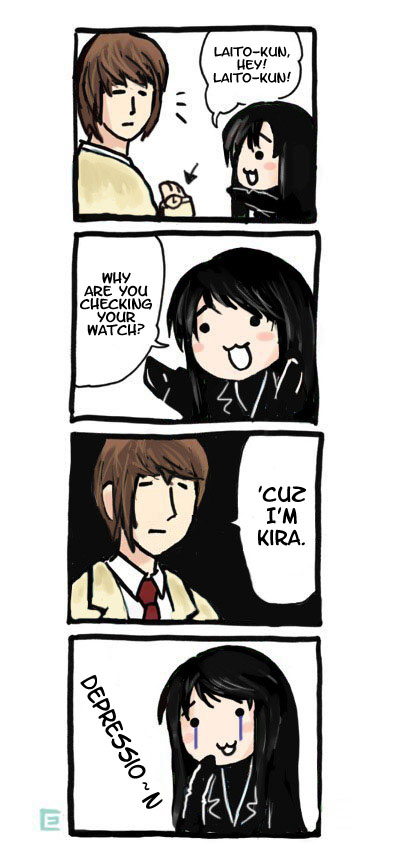 4koma, :3, black_eyes, black_hair, blush, brown_hair, chibi, comic
