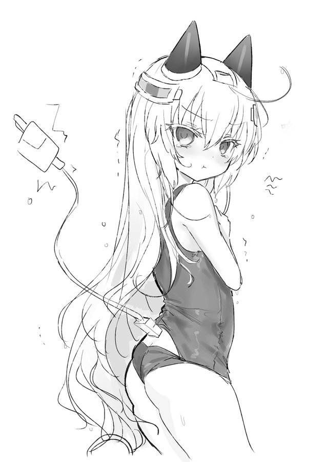 1girl, :t, ass, bangs, bare_arms, bare_shoulders, blush, closed_mouth