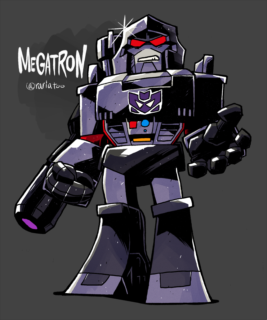 1980s_(style), 1boy, arm_cannon, cannon, chibi, clenched_hand, evil, male_focus