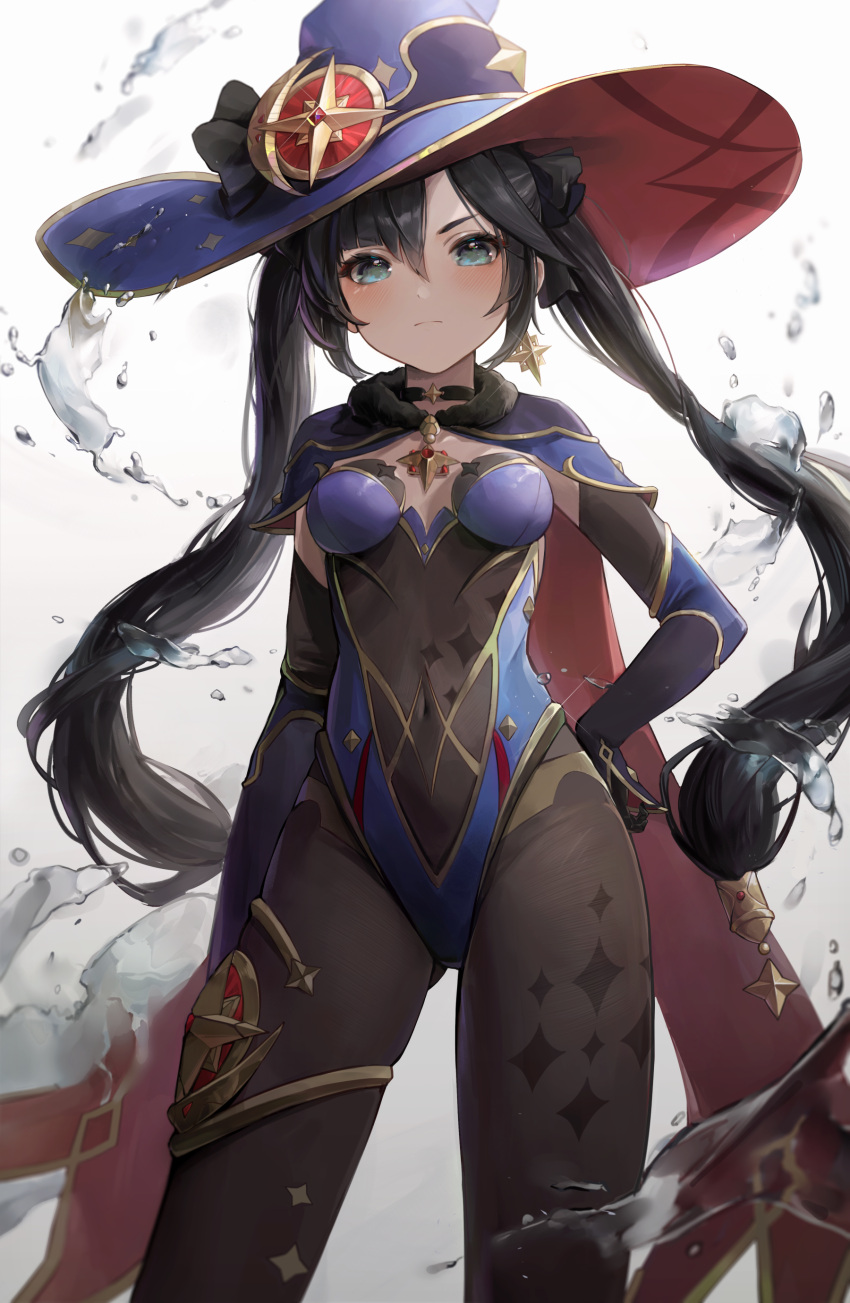 1girl, absurdres, arm_at_side, ass_visible_through_thighs, asymmetrical_bangs, bangs, black_choker, black_gloves