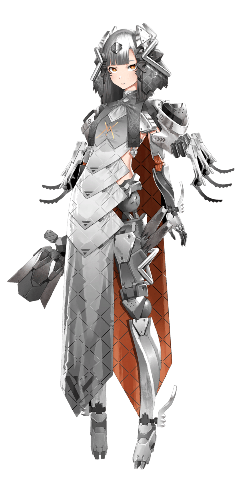 1girl, black_hair, cyberpunk, cyborg, dress, girls_frontline_2:_exilium, hair_ornament, highres