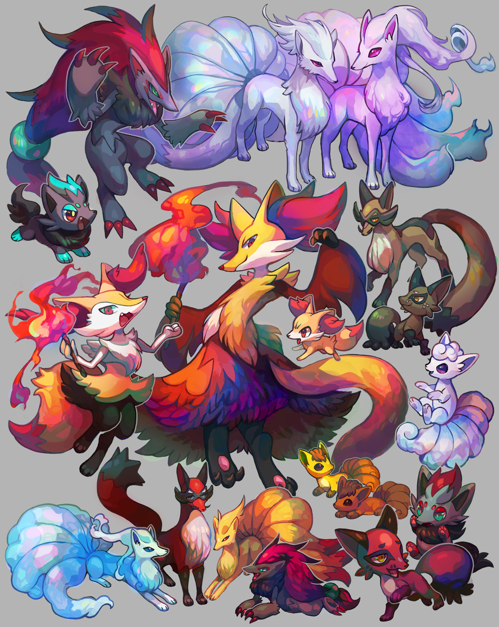 :d, alolan_form, alolan_ninetales, alternate_color, braixen, claws, closed_mouth, delphox