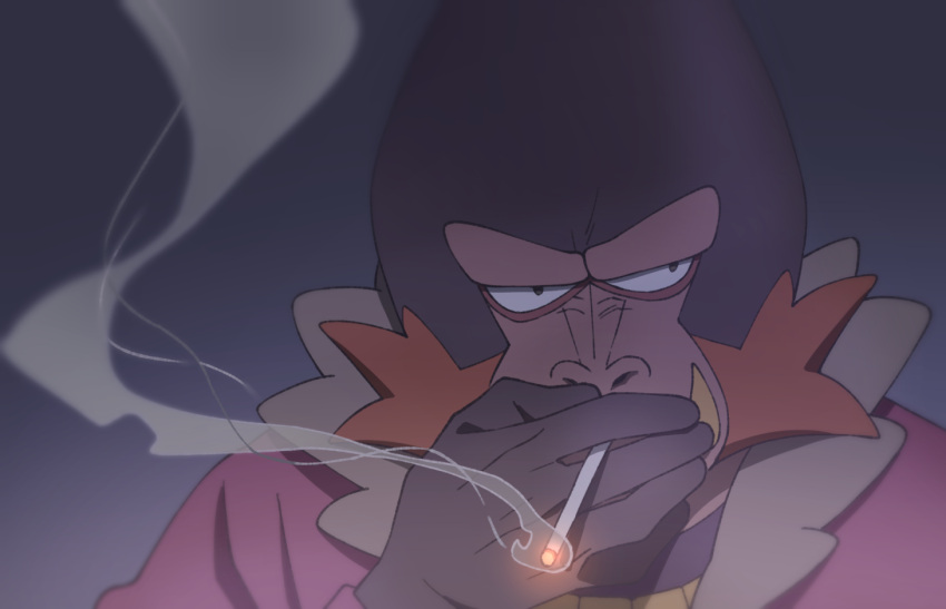 1boy, baboon, cigarette, dobu_(odd_taxi), fur_trim, furry, male_focus, nagiko_(mangalove1111)