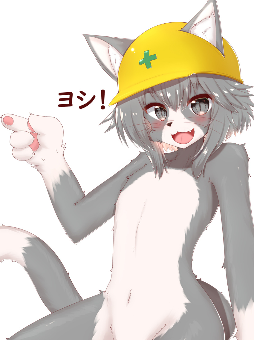 1other, animal_ear_fluff, animal_ears, blush, cat_ears, cat_nose, cat_tail, commentary