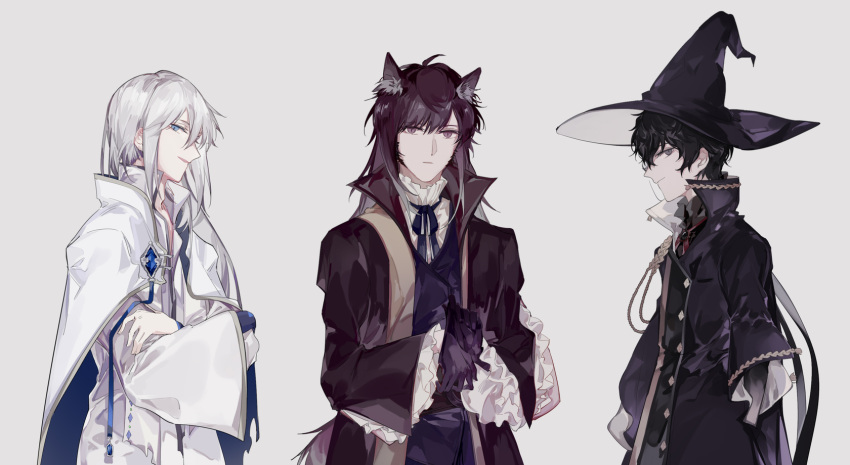 3boys, amon_(lord_of_the_mysteries), angel, animal_ears, antigonus_(lord_of_the_mysteries), bethel_abraham, black_eyes, black_hair