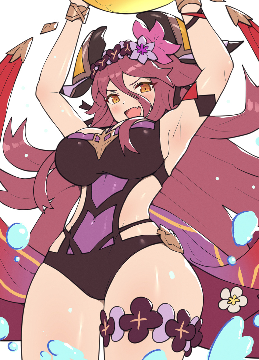 1girl, breasts, dragalia_lost, eyes, gonzarez, hair_ornament, highres, holding