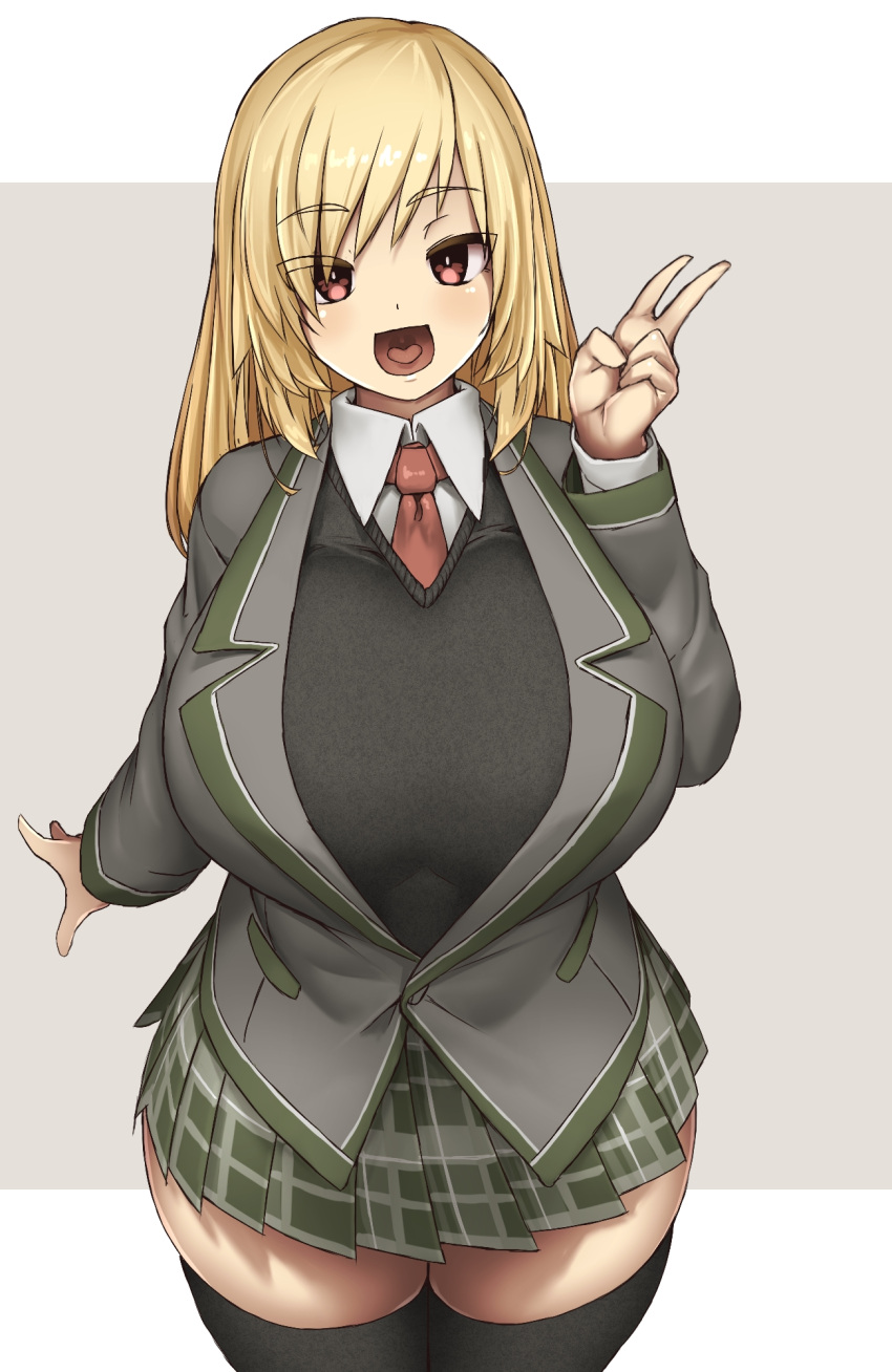1girl, bangs, black_vest, blazer, blonde_hair, breasts, brown_eyes, collared_shirt