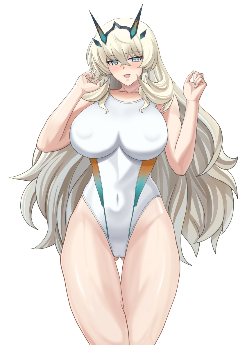1girl, absurdres, bangs, bare_shoulders, blonde_hair, blue_eyes, blush, breasts