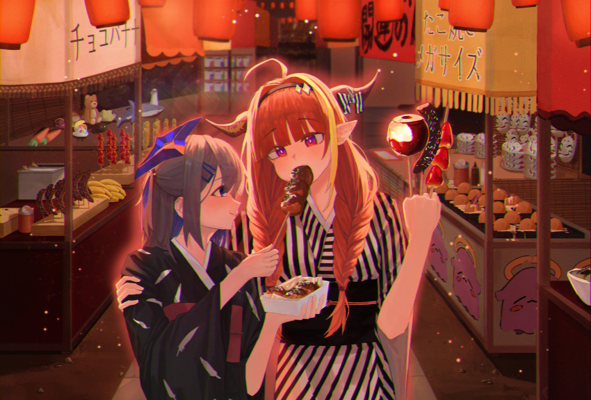 2girls, absurdres, alternate_costume, amane_kanata, angel, arm_around_back, bangs, bibi_(tokoyami_towa)