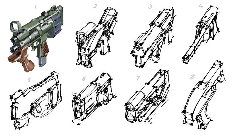 english_commentary, grenade_launcher, gun, highres, magazine_(weapon), mike_doscher, no_humans, original
