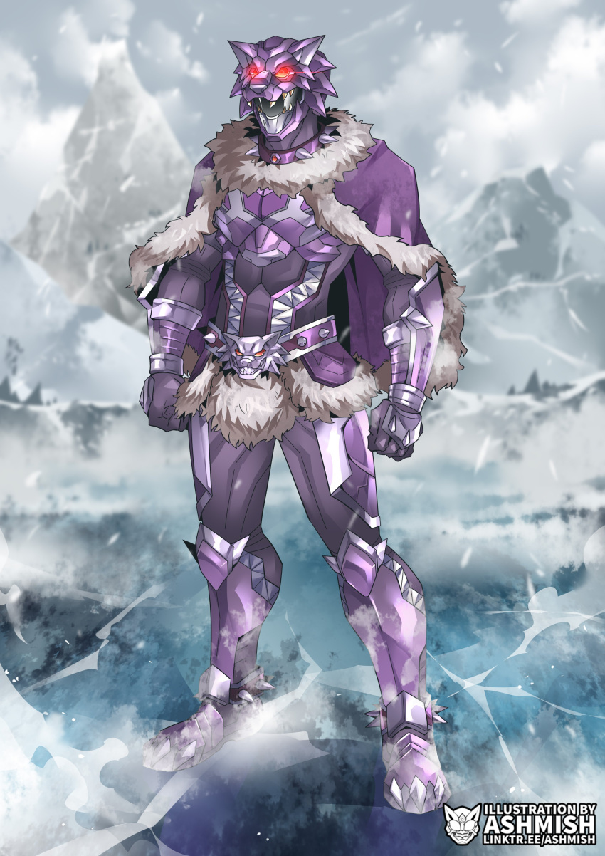 1boy, absurdres, artist_name, ashmish, capelet, character_name, clenched_hands, commission