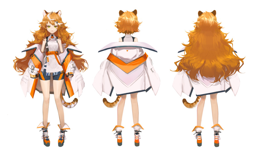 1girl, absurdres, animal_ears, bangs, bare_legs, bike_shorts, brown_hair, dress