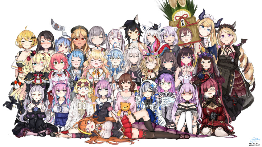 6+girls, absurdres, akai_haato, aki_rosenthal, amane_kanata, azki_(hololive), commentary_request, everyone
