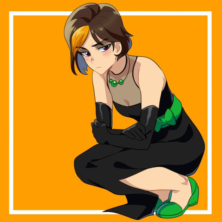 1girl, black_dress, brown_hair, dress, gloves, harry_potter, harry_potter:_hogwarts_mystery, highres