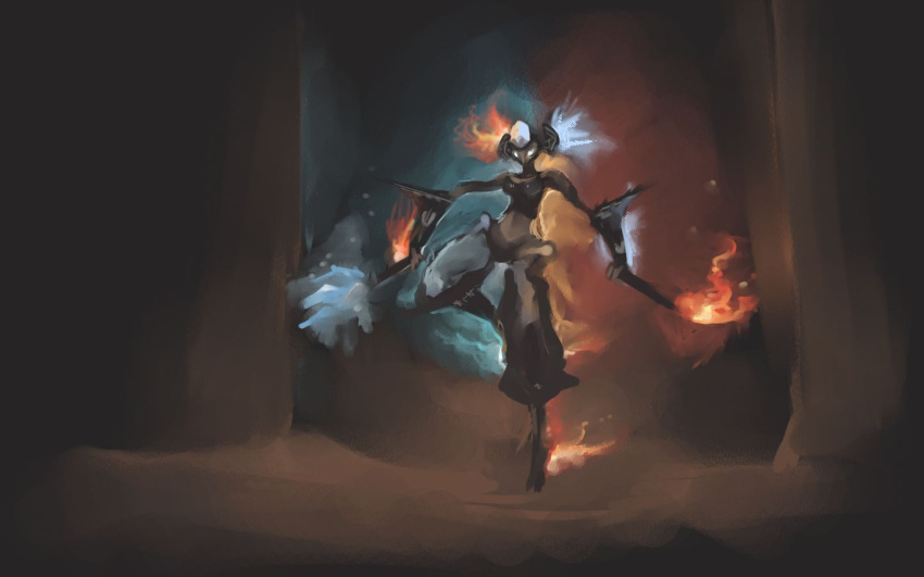 1girl, arabian_clothes, artist_request, dark_skin, detached_sleeves, fire, forehead_jewel, glowing