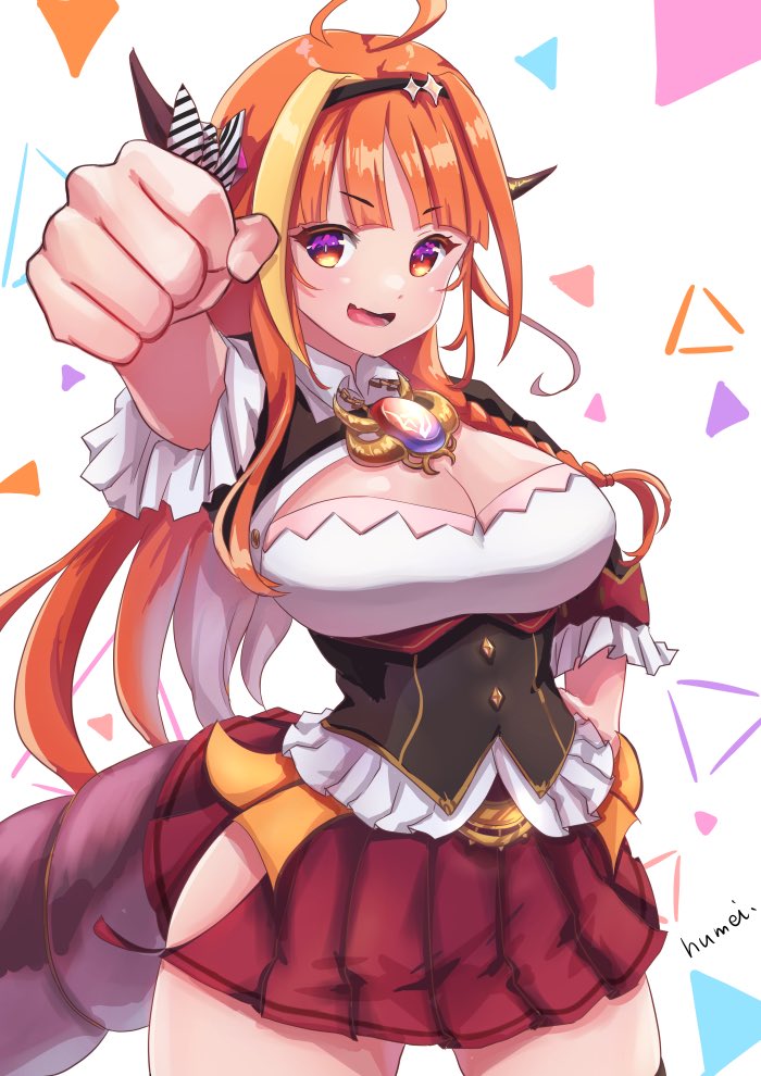 1girl, ahoge, bangs, bow, braid, breasts, brooch, cleavage_cutout