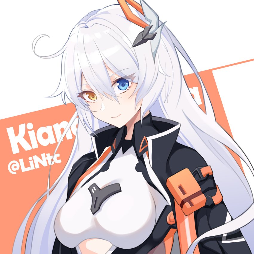 1girl, absurdres, antenna_hair, bangs, black_jacket, blue_eyes, breasts, closed_mouth