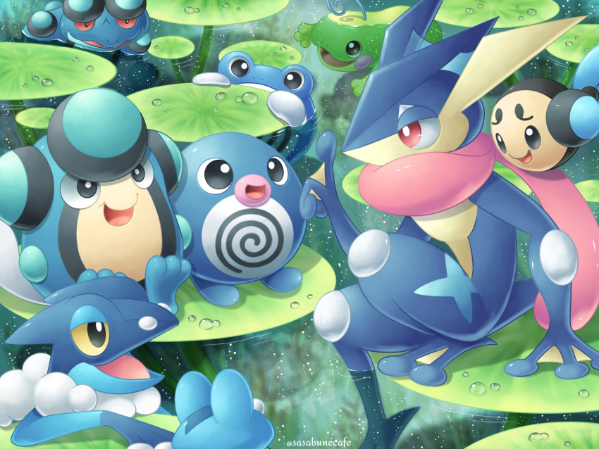 :d, artist_name, bright_pupils, commentary_request, day, frogadier, gen_1_pokemon, gen_2_pokemon