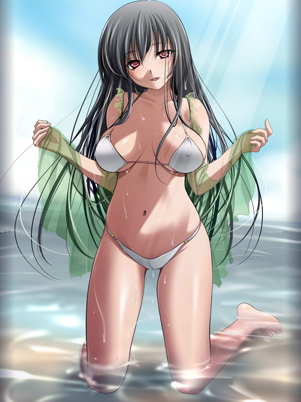 bikini, breasts, large_breasts, long_hair, original, rekurieeru, solo, swimsuit
