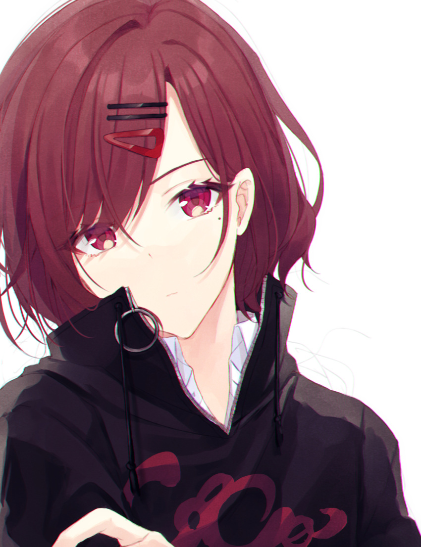 1girl, bangs, black_sweater, chobo_ume, closed_mouth, eyebrows_visible_through_hair, hair_between_eyes, hair_ornament