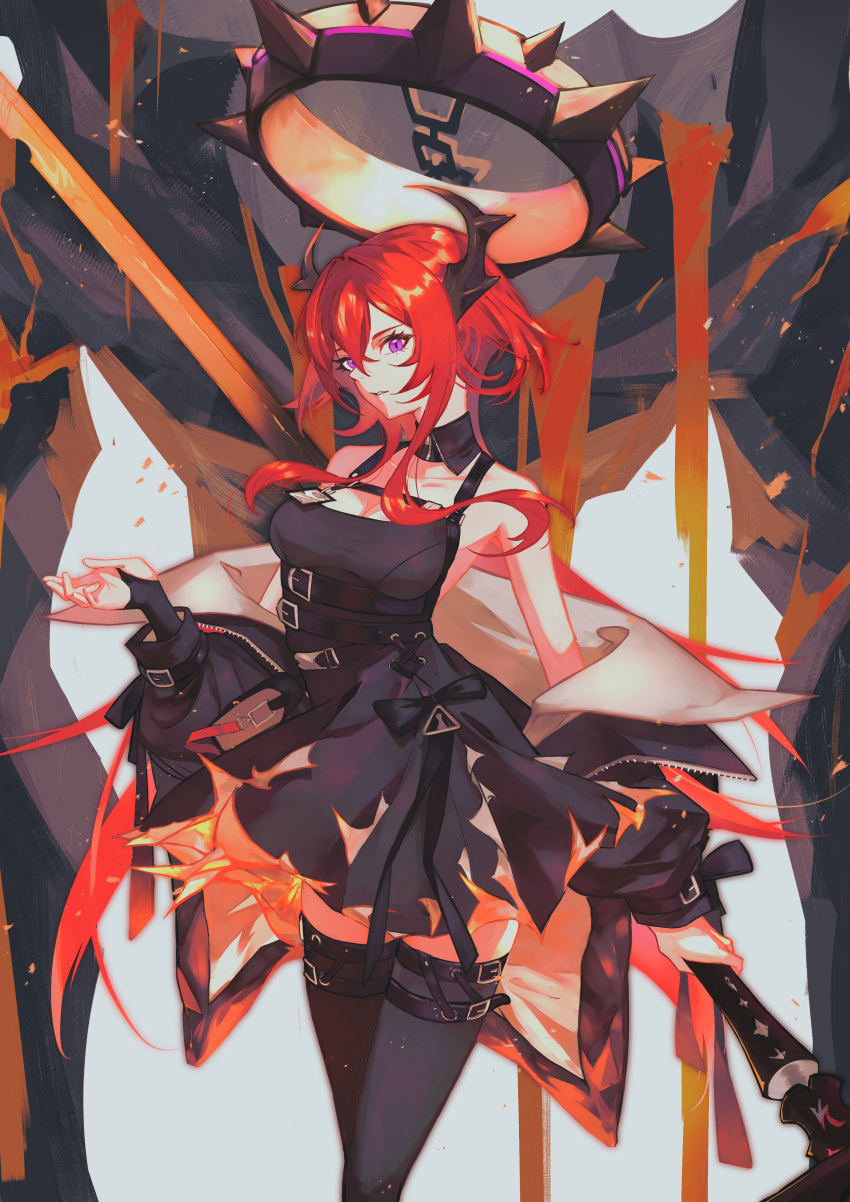1girl, absurdres, arknights, chain, collar, demon, demon_girl, demon_horns