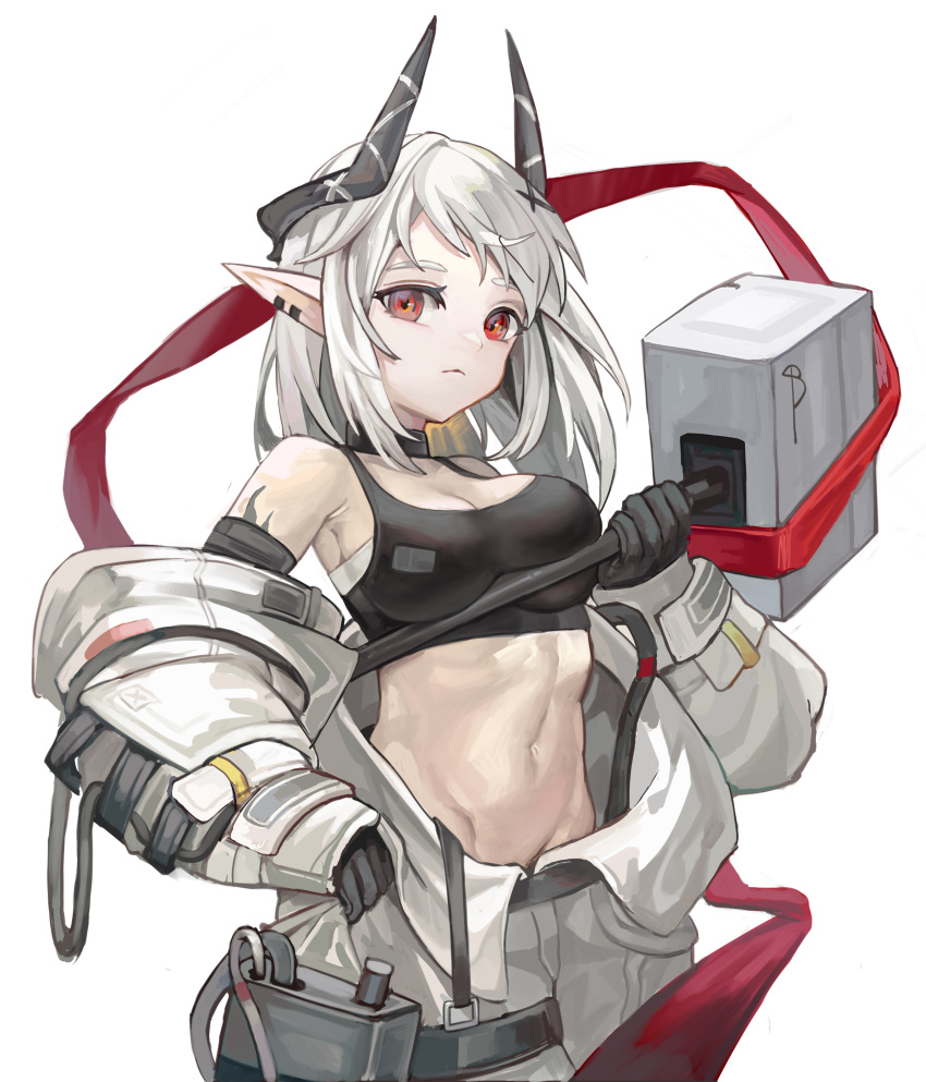 1girl, absurdres, arknights, bare_shoulders, black_choker, black_gloves, breasts, choker