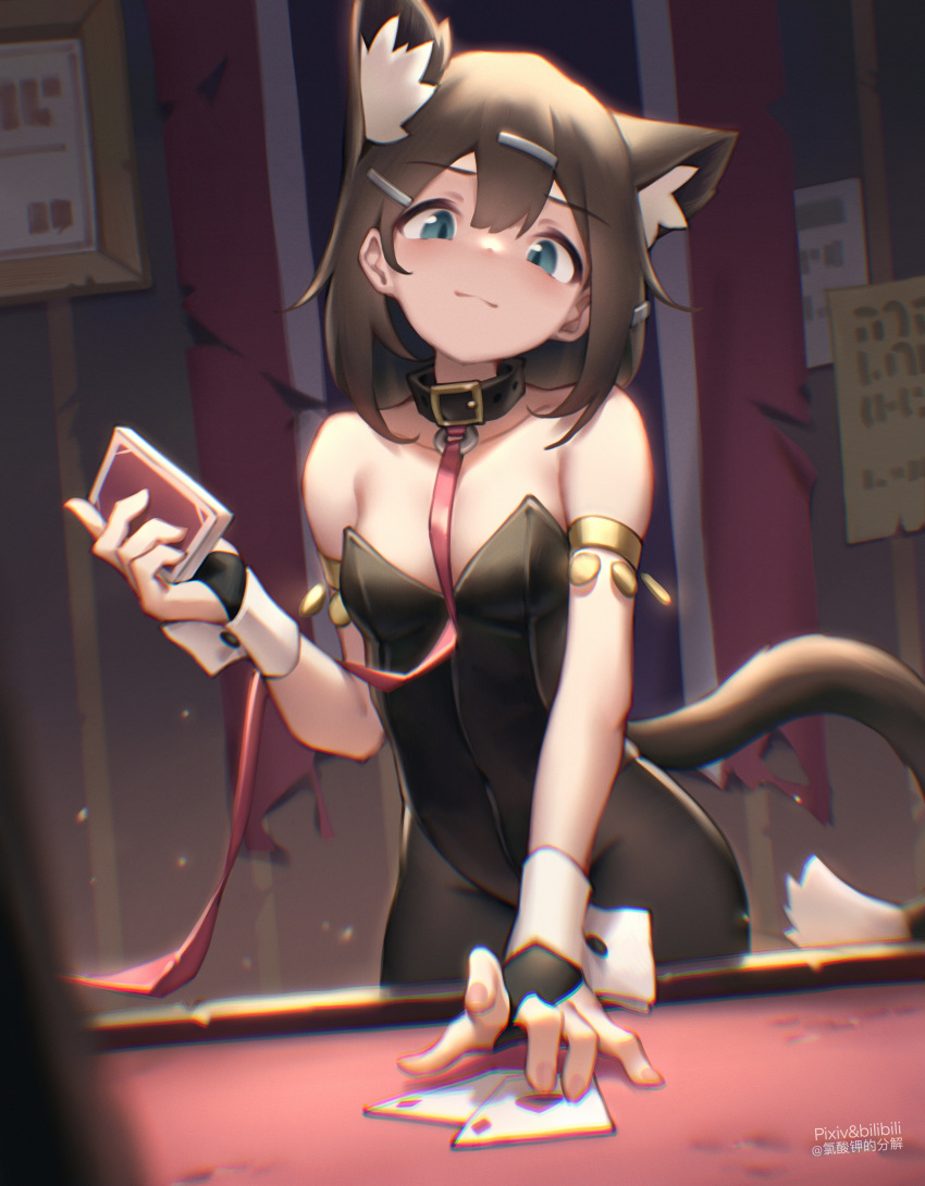 1girl, absurdres, animal_ear_fluff, animal_ears, arm_strap, artist_name, bilibili_xiaolu, black_collar