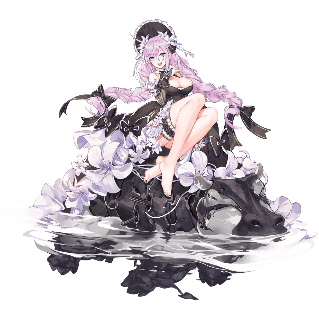 1girl, animal, atdan, bangs, barefoot, black_bow, black_dress, black_nails