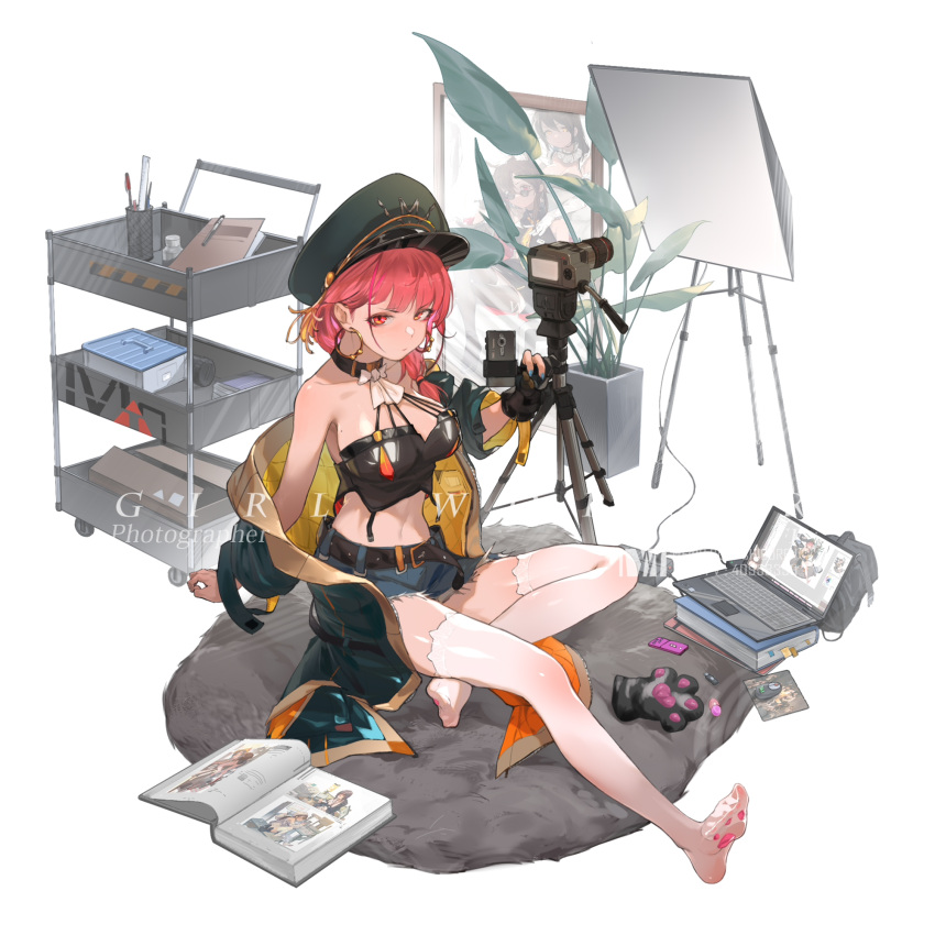 1girl, bangs, bare_shoulders, belt, belt_buckle, black_belt, black_choker, blue_jacket