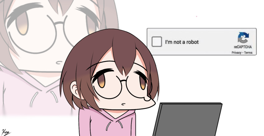 chibi, computer, glasses, highres, laptop, roboco-san, tedomi_kiro