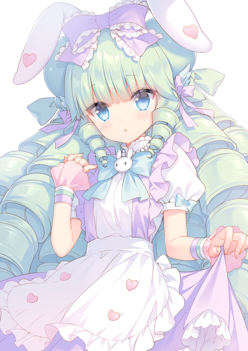 1girl, :o, absurdres, animal_ears, apron, bangs, blue_eyes, blush