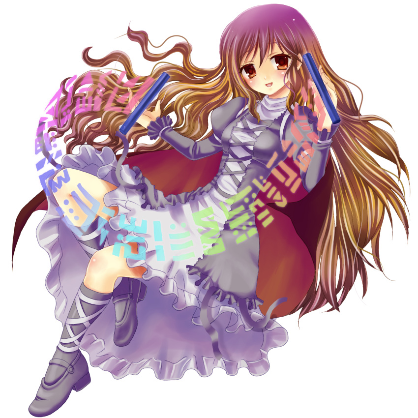 cape, dress, gradient_hair, highres, hijiri_byakuren, long_hair, motatei, multicolored_hair