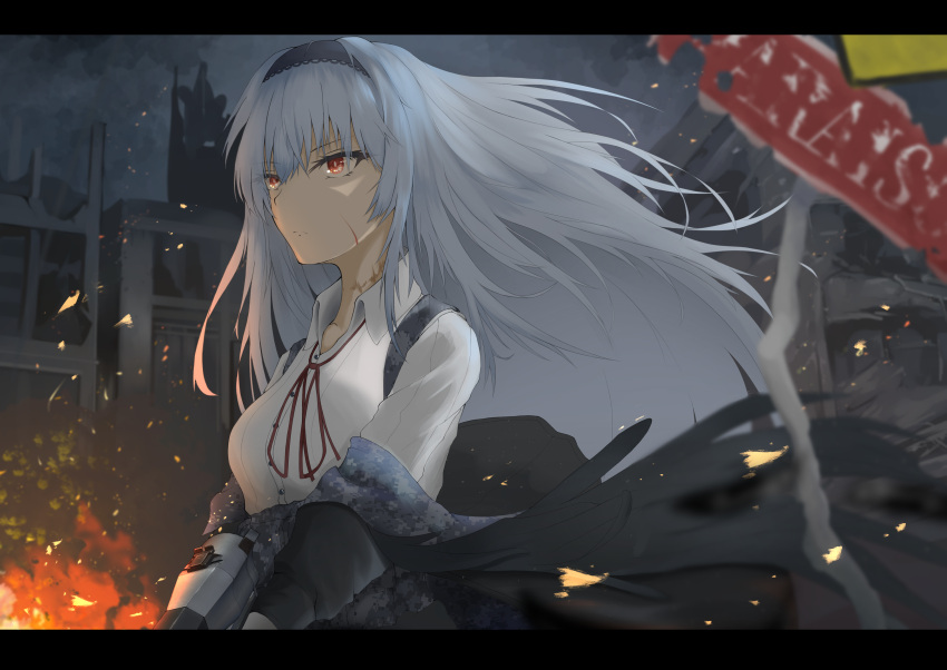 1girl, absurdres, blue_hair, closed_mouth, eyebrows_visible_through_hair, farena, girls_frontline, hairband