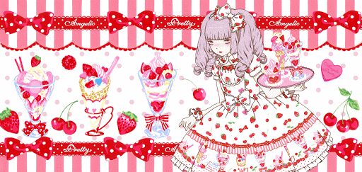 1girl, ad, angelic_pretty, animal, animated, animated_gif, blush, border