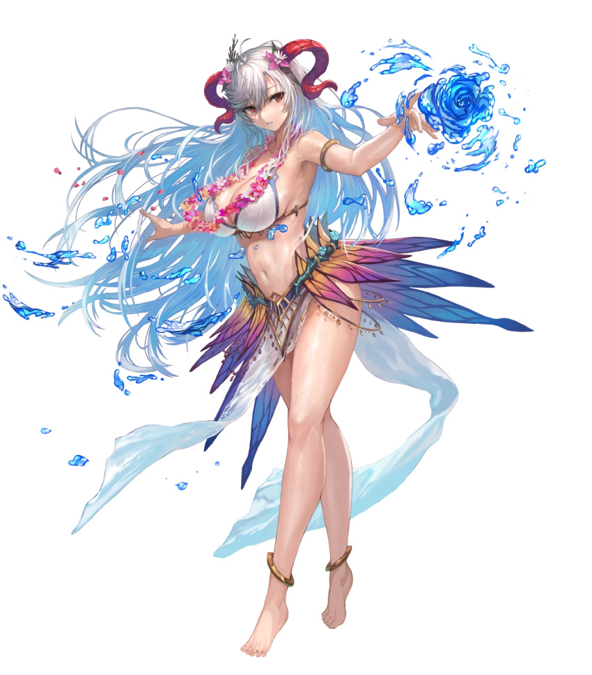 1girl, bangs, bare_shoulders, bikini, blue_hair, breasts, fire_emblem, fire_emblem_heroes