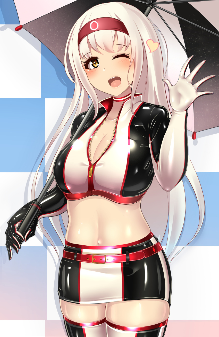 1girl, absurdres, alternate_costume, belt, black_jacket, black_legwear, black_skirt, breasts