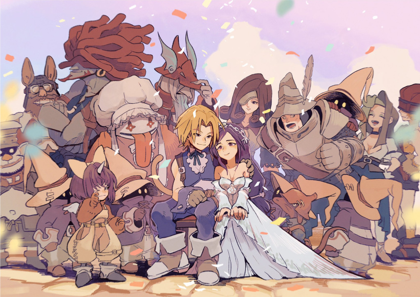 5girls, 6+boys, adelbert_steiner, armor, azukimomonaka, baku_(ff9), beatrix_(ff9), black_mage